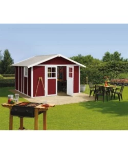 CASETTA DA GIARDINO IN PVC GROSFILLEX "DECO 11" ROSSO E BIANCO 370X407X250 CM - COD. 23011242